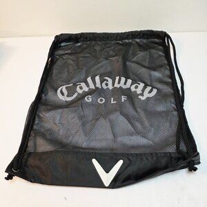 Callaway Golf Drawstring Cinch Mesh Black Backpack Bag 17.5 x 13